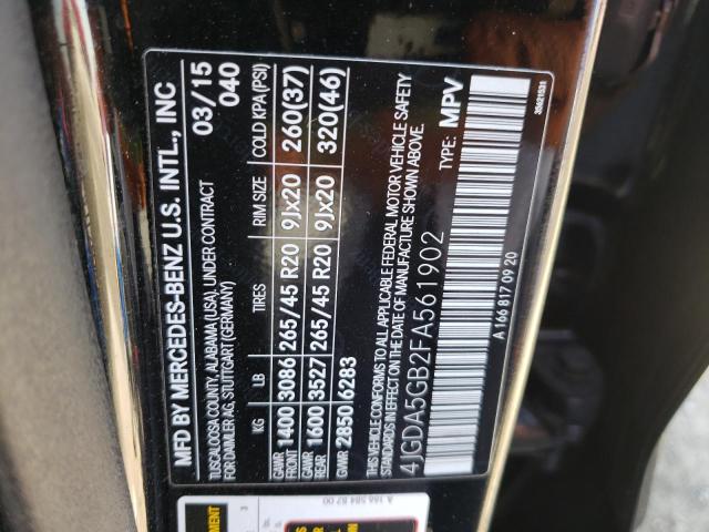 Photo 9 VIN: 4JGDA5GB2FA561902 - MERCEDES-BENZ ML 400 4MA 