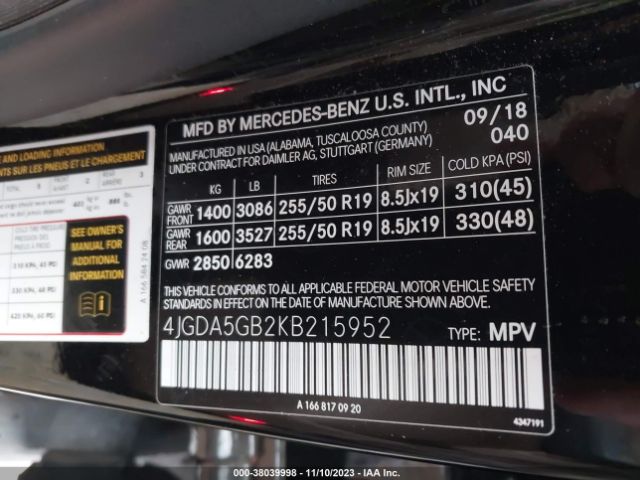 Photo 8 VIN: 4JGDA5GB2KB215952 - MERCEDES-BENZ GLE 