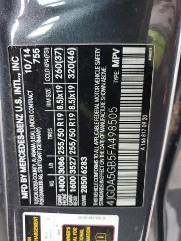 Photo 13 VIN: 4JGDA5GB5FA498505 - MERCEDES-BENZ ML 400 4MA 