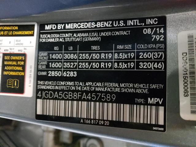 Photo 9 VIN: 4JGDA5GB8FA457589 - MERCEDES-BENZ ML 400 4MA 