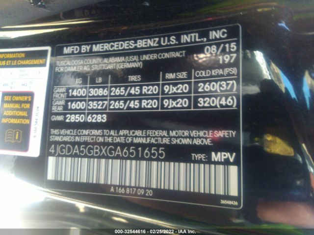 Photo 8 VIN: 4JGDA5GBXGA651655 - MERCEDES-BENZ GLE 