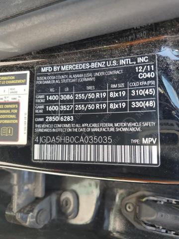 Photo 12 VIN: 4JGDA5HB0CA035035 - MERCEDES-BENZ ML 350 4MA 