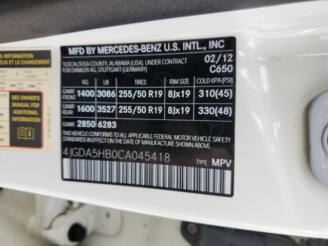 Photo 11 VIN: 4JGDA5HB0CA045418 - MERCEDES-BENZ ML 350 4MA 