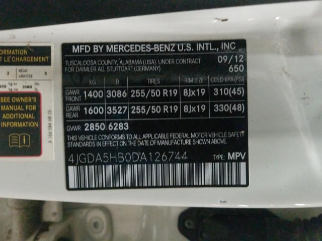 Photo 9 VIN: 4JGDA5HB0DA126744 - MERCEDES-BENZ ML 350 4MA 