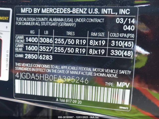 Photo 8 VIN: 4JGDA5HB0EA395246 - MERCEDES-BENZ ML 350 