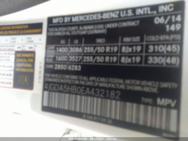 Photo 8 VIN: 4JGDA5HB0EA432182 - MERCEDES-BENZ M-CLASS 