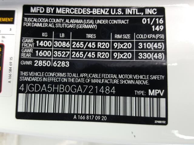 Photo 9 VIN: 4JGDA5HB0GA721484 - MERCEDES-BENZ GLE 