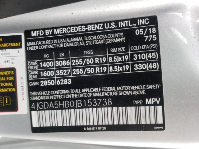 Photo 9 VIN: 4JGDA5HB0JB153738 - MERCEDES-BENZ GLE 350 4M 