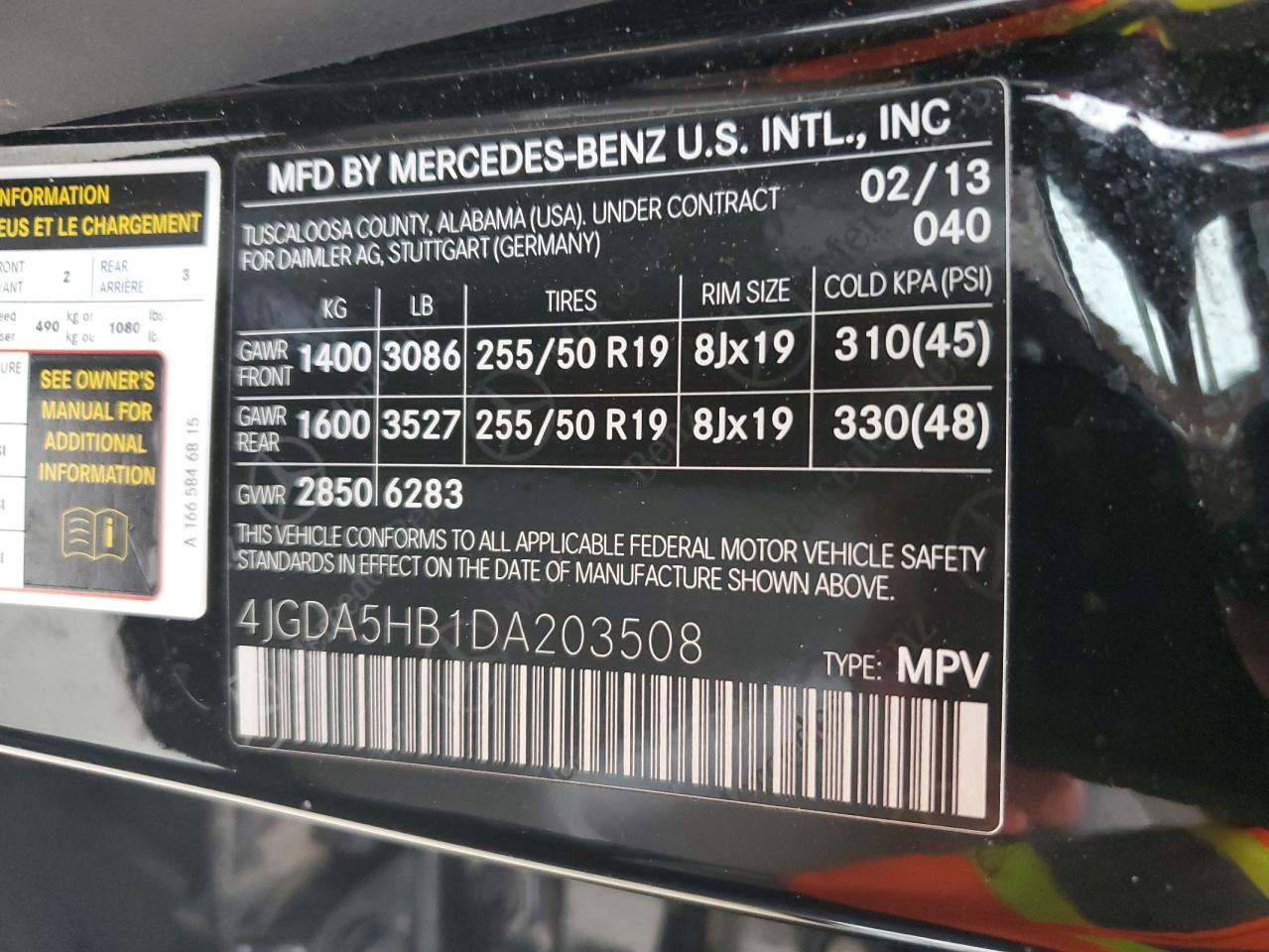 Photo 12 VIN: 4JGDA5HB1DA203508 - MERCEDES-BENZ M-KLASSE 