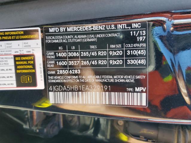 Photo 9 VIN: 4JGDA5HB1EA329191 - MERCEDES-BENZ ML 350 4MA 