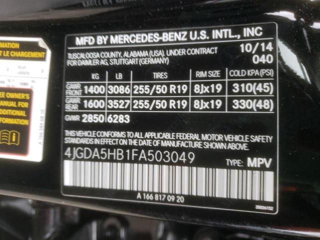 Photo 12 VIN: 4JGDA5HB1FA503049 - MERCEDES-BENZ M-CLASS 