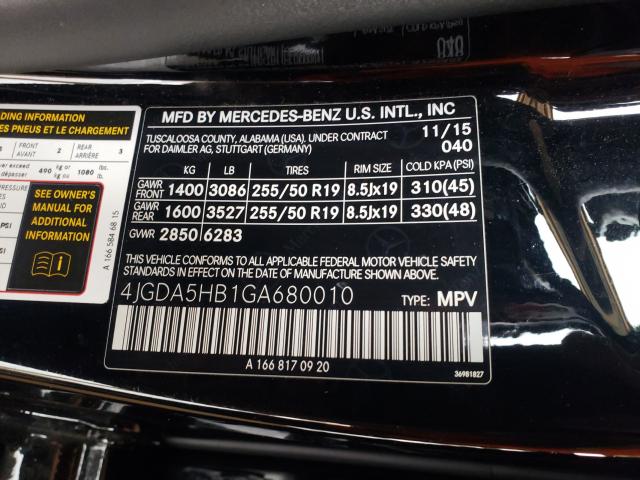 Photo 9 VIN: 4JGDA5HB1GA680010 - MERCEDES-BENZ GLE 350 4M 