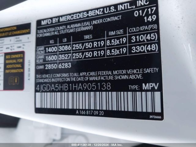 Photo 8 VIN: 4JGDA5HB1HA905138 - MERCEDES-BENZ GLE-CLASS 