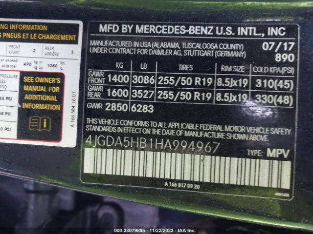 Photo 8 VIN: 4JGDA5HB1HA994967 - MERCEDES-BENZ GLE 350 