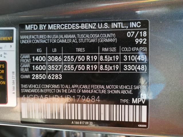 Photo 9 VIN: 4JGDA5HB1JB179684 - MERCEDES-BENZ GLE 350 4M 