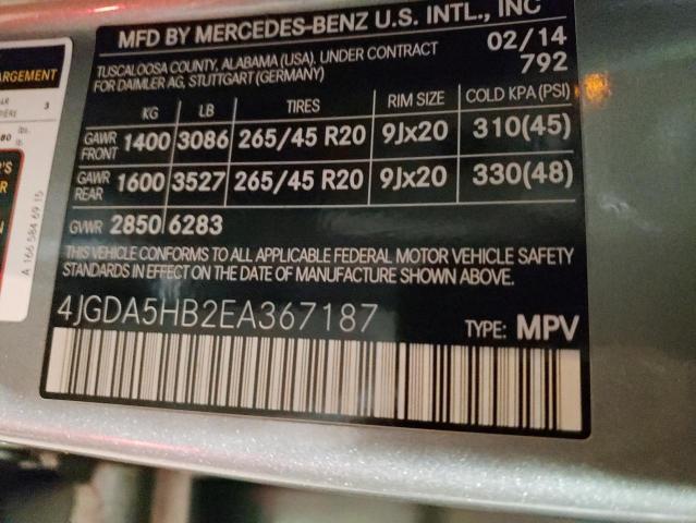 Photo 12 VIN: 4JGDA5HB2EA367187 - MERCEDES-BENZ ML 350 4MA 