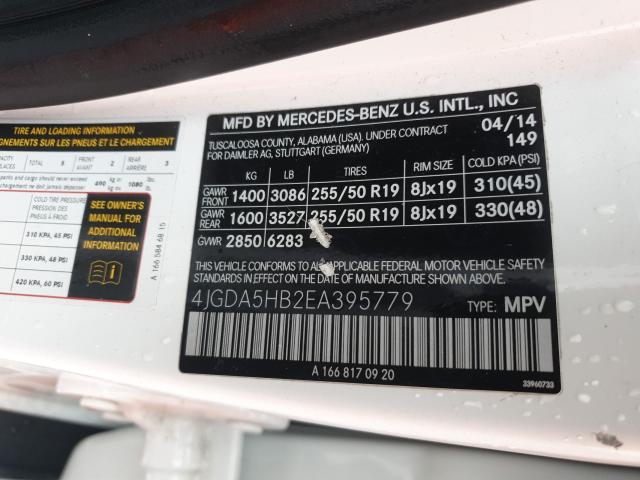 Photo 9 VIN: 4JGDA5HB2EA395779 - MERCEDES-BENZ ML 350 4MA 