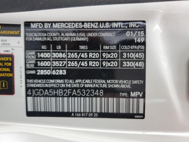 Photo 13 VIN: 4JGDA5HB2FA532348 - MERCEDES-BENZ M-CLASS 