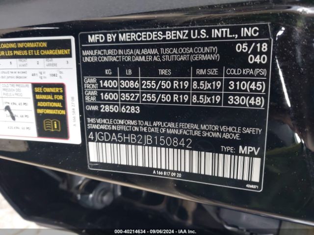 Photo 8 VIN: 4JGDA5HB2JB150842 - MERCEDES-BENZ GLE-CLASS 