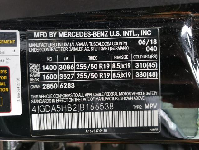 Photo 9 VIN: 4JGDA5HB2JB166538 - MERCEDES-BENZ GLE 350 4M 