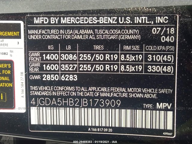 Photo 8 VIN: 4JGDA5HB2JB173909 - MERCEDES-BENZ GLE 