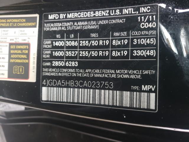 Photo 9 VIN: 4JGDA5HB3CA023753 - MERCEDES-BENZ ML 350 4MA 