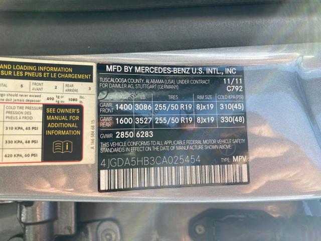 Photo 9 VIN: 4JGDA5HB3CA025454 - MERCEDES-BENZ ML 350 4MA 