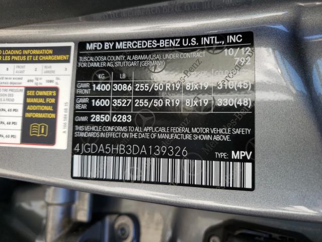 Photo 9 VIN: 4JGDA5HB3DA139326 - MERCEDES-BENZ ML 350 4MA 