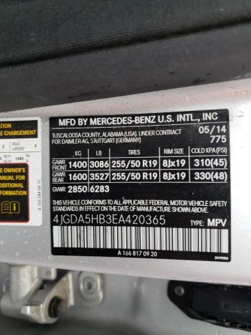 Photo 9 VIN: 4JGDA5HB3EA420365 - MERCEDES-BENZ ML 350 4MA 