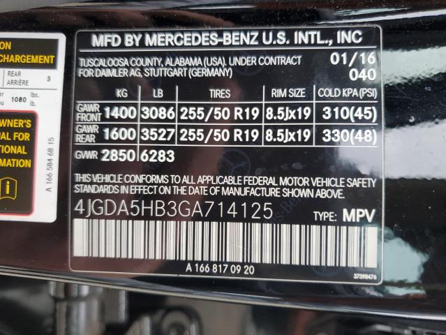 Photo 12 VIN: 4JGDA5HB3GA714125 - MERCEDES-BENZ GLE-CLASS 