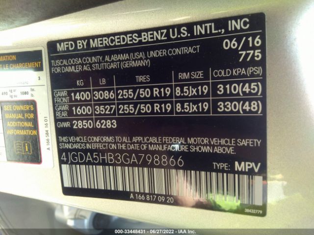 Photo 8 VIN: 4JGDA5HB3GA798866 - MERCEDES-BENZ GLE 