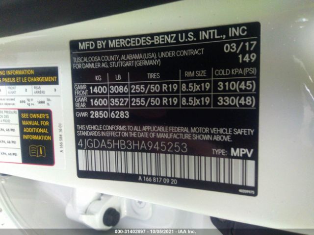 Photo 8 VIN: 4JGDA5HB3HA945253 - MERCEDES-BENZ GLE 350 