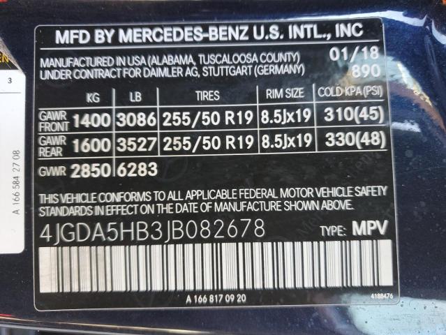 Photo 12 VIN: 4JGDA5HB3JB082678 - MERCEDES-BENZ GLE-CLASS 