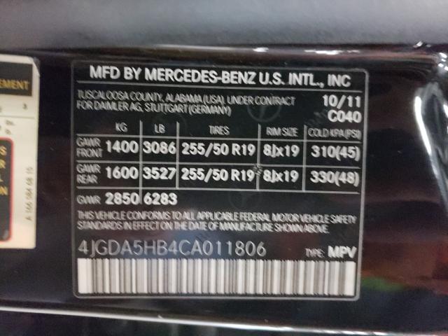 Photo 9 VIN: 4JGDA5HB4CA011806 - MERCEDES-BENZ ML 350 4MA 