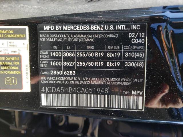 Photo 9 VIN: 4JGDA5HB4CA051948 - MERCEDES-BENZ ML 350 4MA 