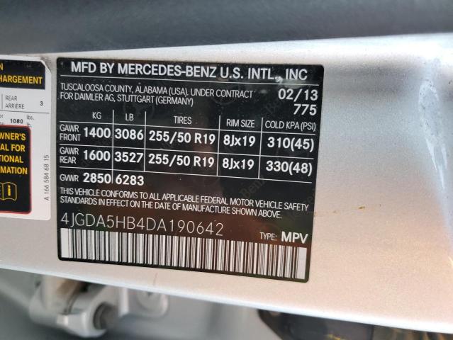 Photo 11 VIN: 4JGDA5HB4DA190642 - MERCEDES-BENZ M-CLASS 