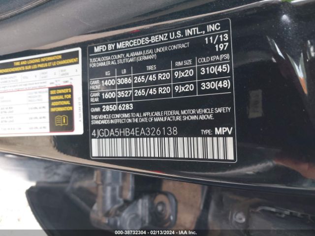 Photo 8 VIN: 4JGDA5HB4EA326138 - MERCEDES-BENZ ML 350 