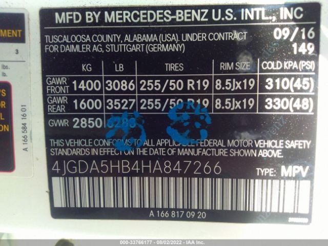 Photo 8 VIN: 4JGDA5HB4HA847266 - MERCEDES-BENZ GLE 