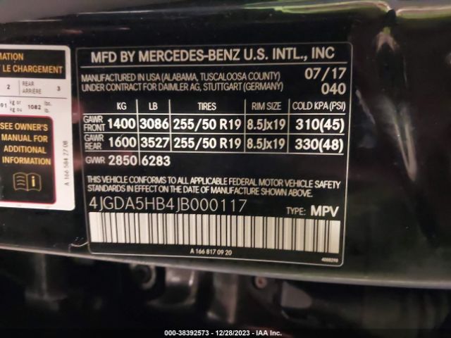 Photo 8 VIN: 4JGDA5HB4JB000117 - MERCEDES-BENZ GLE 350 