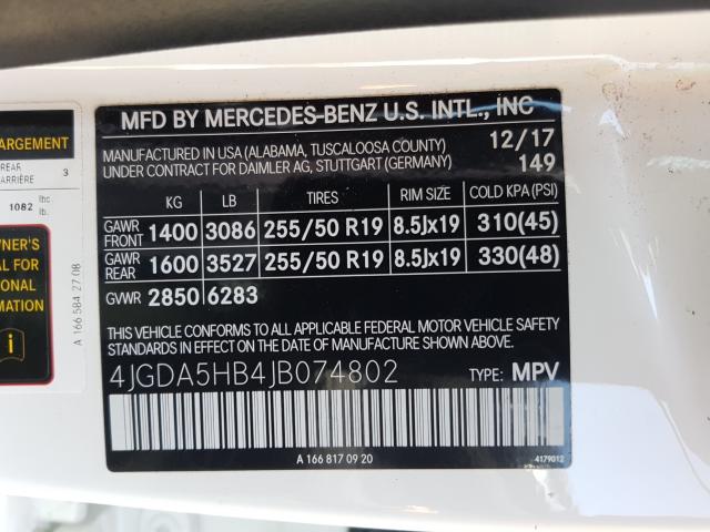 Photo 9 VIN: 4JGDA5HB4JB074802 - MERCEDES-BENZ GLE 350 4M 