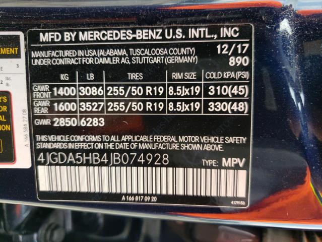 Photo 11 VIN: 4JGDA5HB4JB074928 - MERCEDES-BENZ GLE-CLASS 