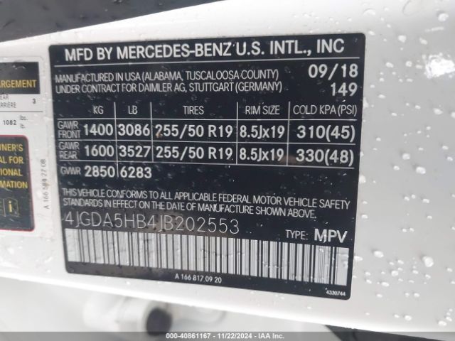 Photo 8 VIN: 4JGDA5HB4JB202553 - MERCEDES-BENZ GLE-CLASS 