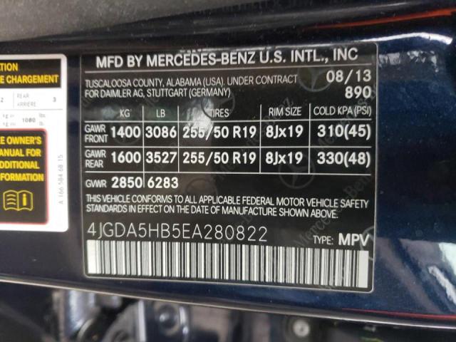 Photo 9 VIN: 4JGDA5HB5EA280822 - MERCEDES-BENZ ML 350 4MA 