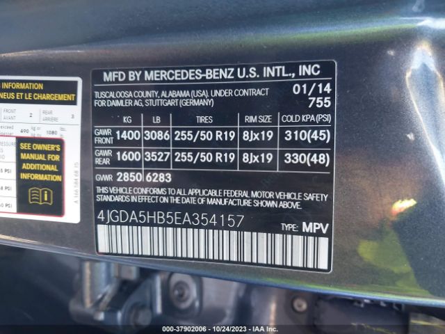 Photo 8 VIN: 4JGDA5HB5EA354157 - MERCEDES-BENZ ML 350 