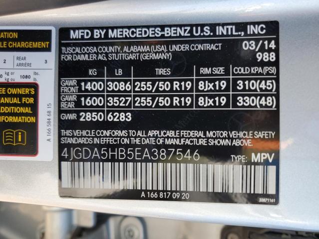 Photo 12 VIN: 4JGDA5HB5EA387546 - MERCEDES-BENZ ML 350 4MA 