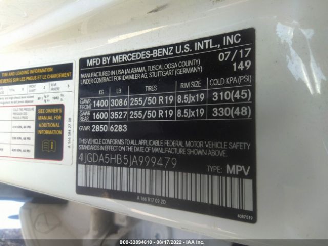 Photo 8 VIN: 4JGDA5HB5JA999479 - MERCEDES-BENZ GLE 