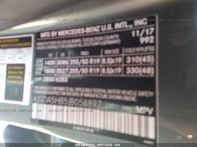 Photo 8 VIN: 4JGDA5HB5JB058897 - MERCEDES-BENZ GLE 