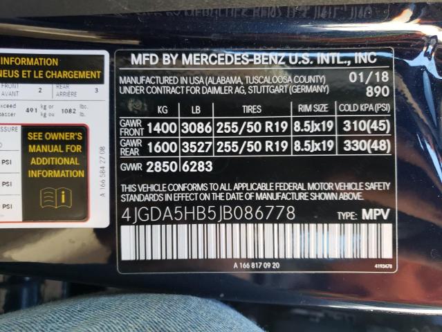 Photo 9 VIN: 4JGDA5HB5JB086778 - MERCEDES-BENZ GLE 350 4M 