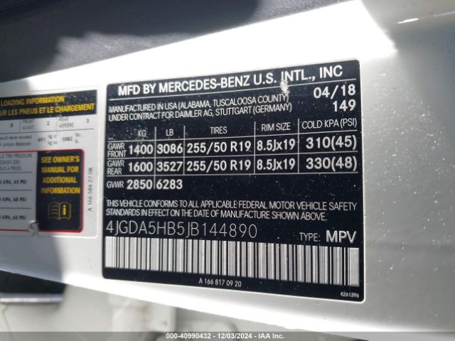 Photo 8 VIN: 4JGDA5HB5JB144890 - MERCEDES-BENZ GLE-CLASS 