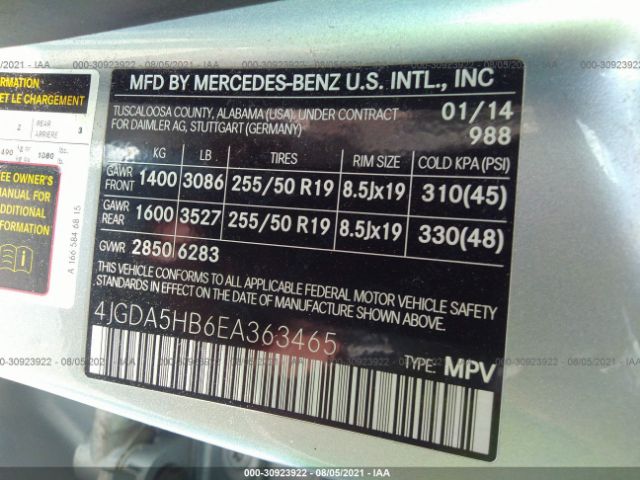 Photo 8 VIN: 4JGDA5HB6EA363465 - MERCEDES-BENZ M-CLASS 